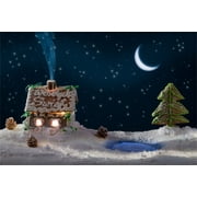7x5ft Christmas Background Gingerbread House Photography Backdrop Xmas Tree Moon with Stars Snowflake Holiday New Year Photo Studio Props Kid Baby Boy Girl Artistic Portrait Party