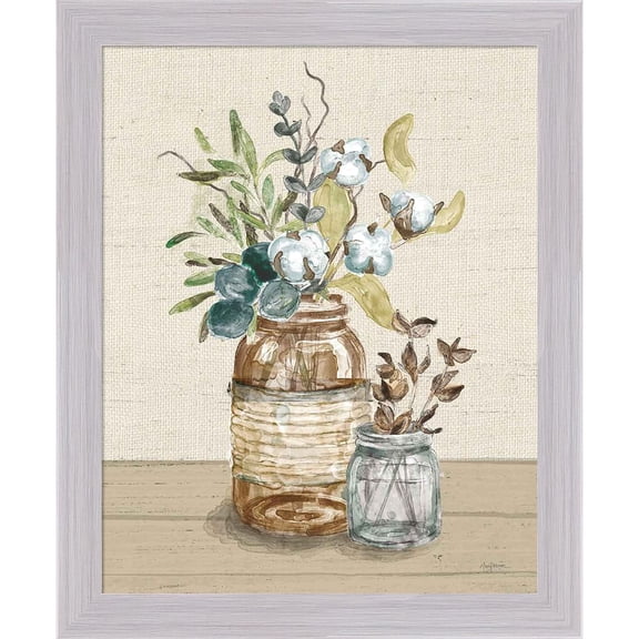 Great Art Now Cotton Bouquet III Cream by Mary Urban, Framed Wall Art, 19W x 23H