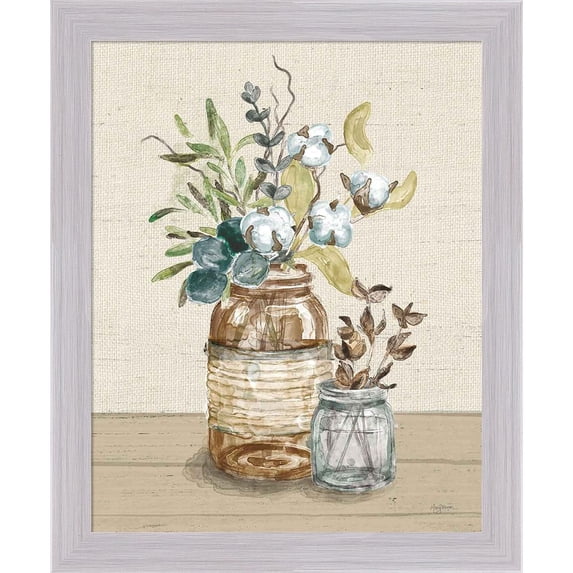 Great Art Now Cotton Bouquet III Cream by Mary Urban, Framed Wall Art, 19W x 23H