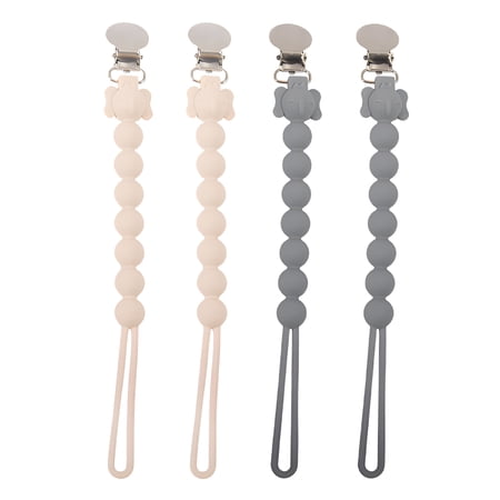 XIRQI 4Pcs Pacifier Clip Smooth Beads for Comfortable Touch Pacifier Holder Multifunctional Design Binky Clips