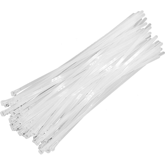 300 Pcs Attaches Zippées en Nylon Réutilisables, Libérables et Ajustables (Épaisseur 1,2 mm*Largeur 3,6 mm*Longueur 25 cm, Blanc)