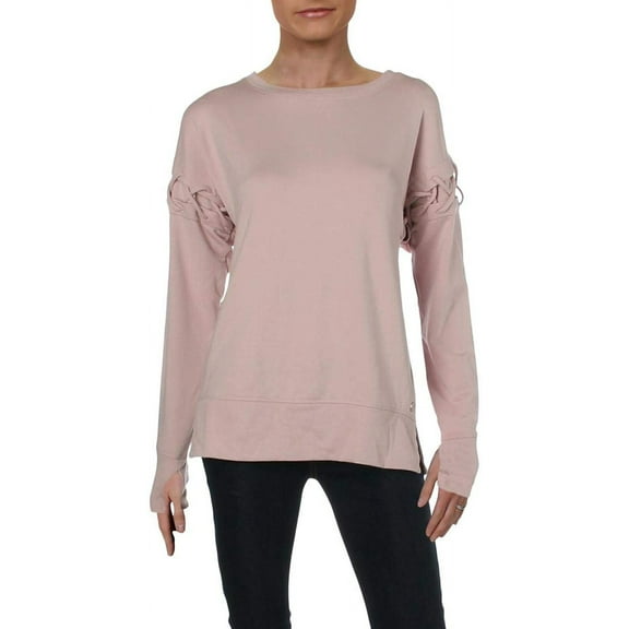 Ideology Womens Criss Cross Crewneck Sweatshirt Size X-Large Color Baby Pink