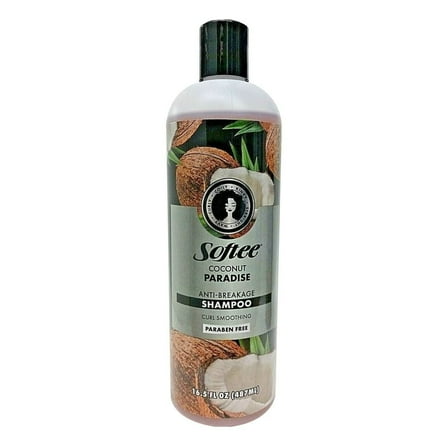 Softee Coconut Paradise Anti-Breakage Shampoo, Curl Smoothing, Paraben Free, 16.5 fl oz
