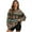 Aztec American Tribal Geometric, variant on Giraffe Pattern Sweatshirts for Women Crewneck Long Sleeve Pullover Loose Fit Pockets Tops Fashion 2025 Side Slits Sweater Tops, Size 3XL