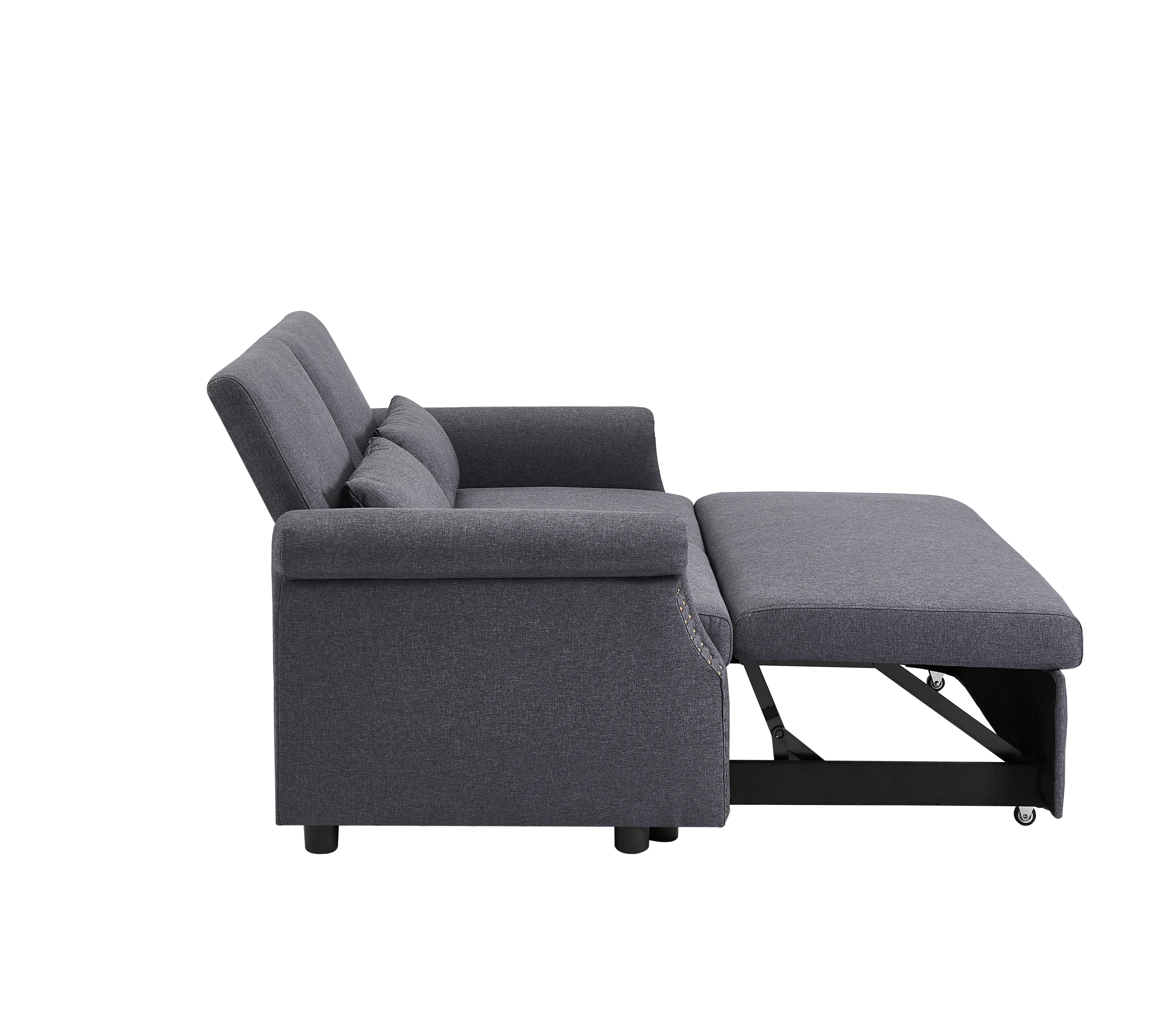 Momspeace 55" Futon Sofa Bed, Modern Loveseat Convertible Pull out Sofa Bed 2 Seater Sleeper Sofa Couch with Adjustable Backrest - Dark Gray