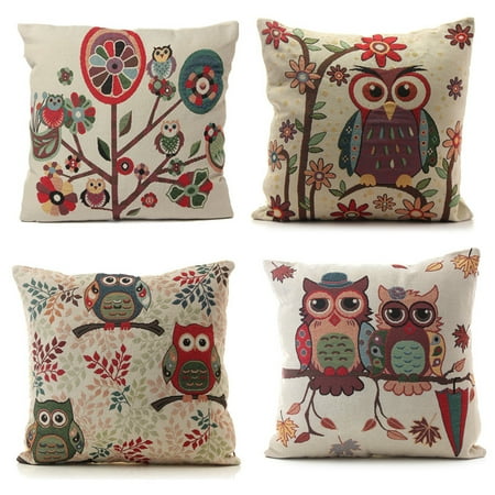 Decorative Bed Pillow Sizes Meigar Owl Decorative Throw Pillow Case Cushion Cover Clearance 18x18 inch Square Zipper Waist Pillowcase Pillow Protector Slip Cases Sham for Home Bedroom Couch Sofa Bed Patio ()