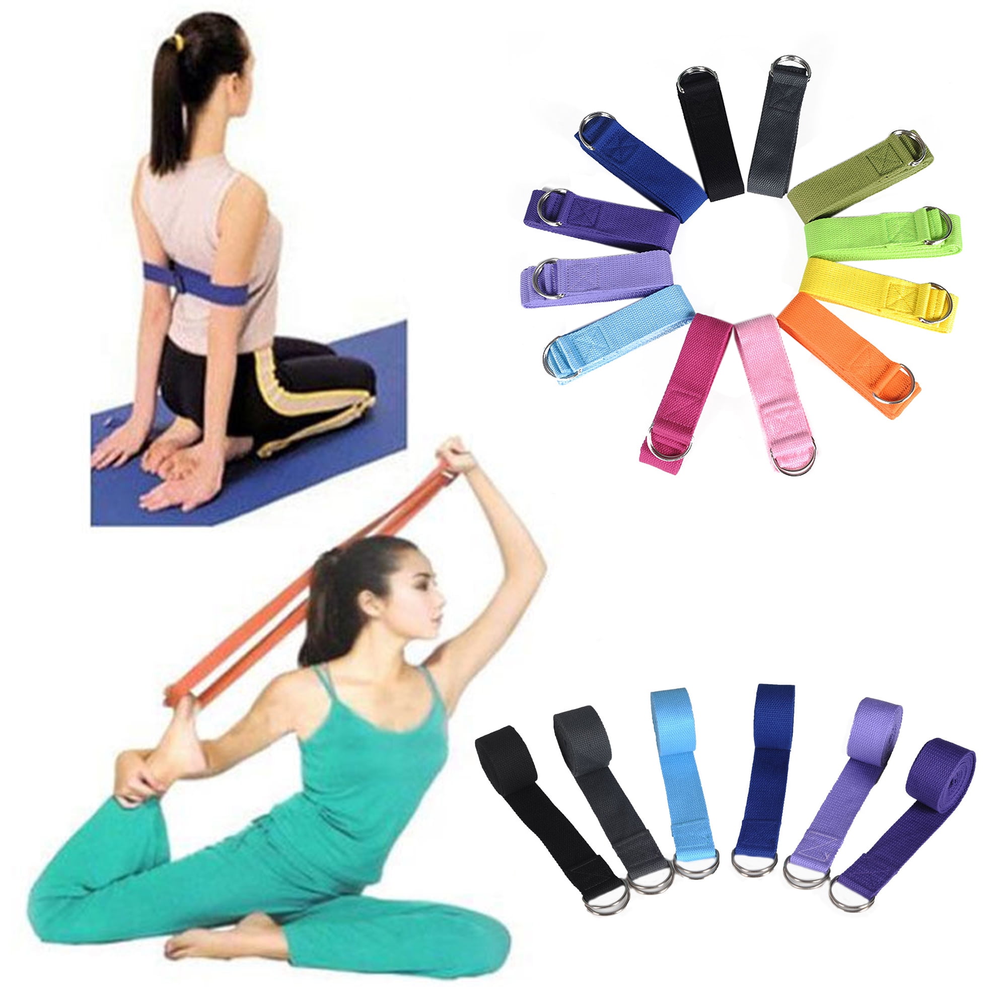 New 180CM Yoga Stretch Strap D-Ring Waist Leg Fitness Sport Gym Adjustable Cotton Belt Band by SW