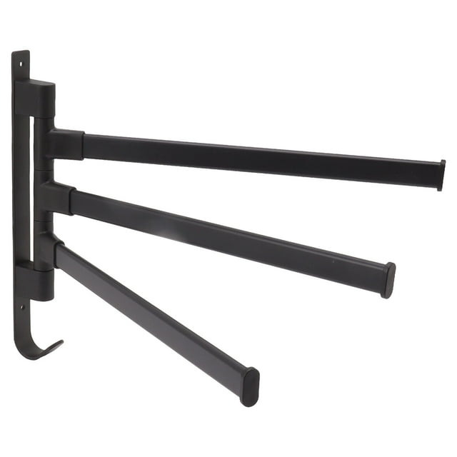 Aluminum Heavy Swivel Towel Bar Matte Black Multi Arm Wall Mount Rustproof More Storage Space Easy Installation for Various Items Best Choice to Organize