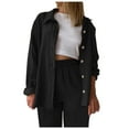 thumbnail image 1 of Conjunto de 2 piezas para mujer: pantalones anchos y blusa con cuello en V - Ropa informal con cintura elástica - Poliéster, S-XL, 1 of 5