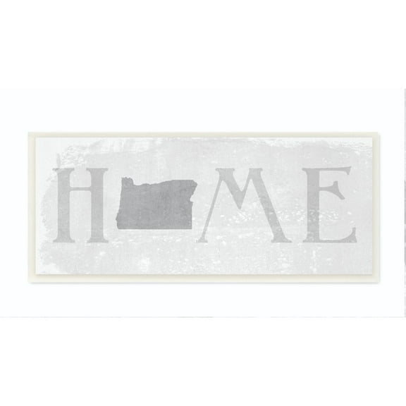Stupell Industries Oregon Home State Map Grey Neutral Textured Word Design Wall Plaque Art by Daphne Polselli