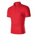 thumbnail image 1 of Men Short-Sleeved Turn-Down Collar Patchwork Buttons Blouse Polo-Shirt Tops, 1 of 7