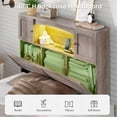 thumbnail image 2 of Farmhouse Storage Bed Frame, Twin Platform Bed with Bookcase Headboard and 4 Drawers, No Box Spring Needed, Gray Industrial Wood Bedroom Furniture, 2 of 8