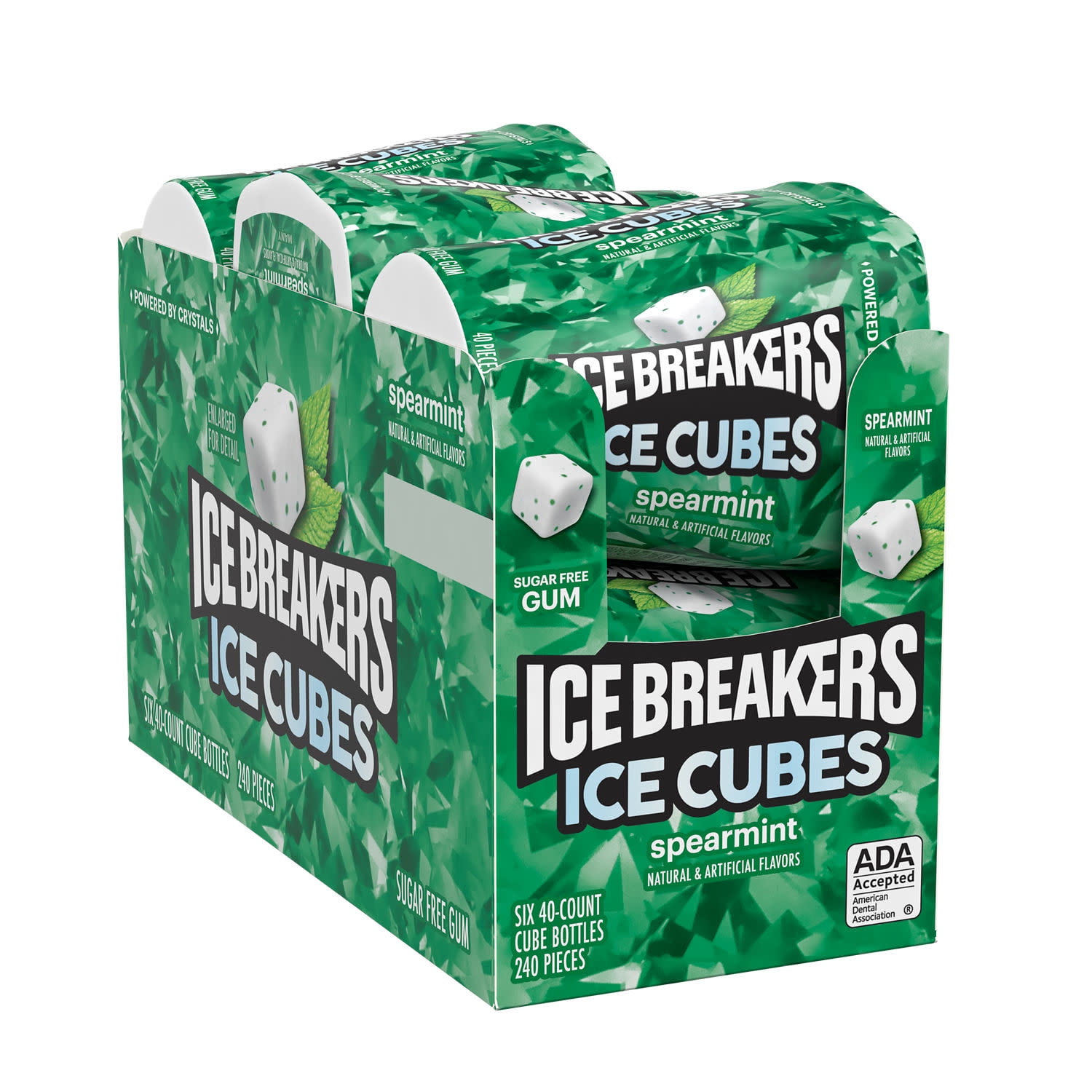 Ice Breakers Ice Cubes Spearmint Sugar Free Chewing Gum, Bottles 3.24 oz, 6 Count, 40 Pieces
