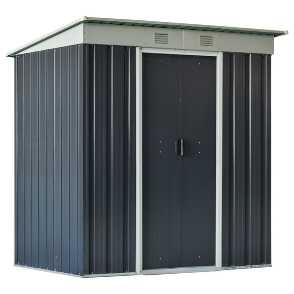 Outsunny 6' x 4' Metal Outdoor Storage Shed w/ Sliding Doors & Vents, Grey