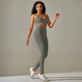 thumbnail image 2 of Conjunto de pantalones de yoga de dos piezas para mujer, leggings de cintura alta sin costuras y tops cortos de secado rápido, deportes atléticos, 2 of 5