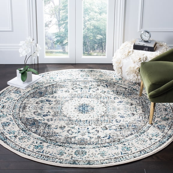 Safavieh Evoke Teale Bordered Area Rug, Ivory/Gray, 11' x 11' Round