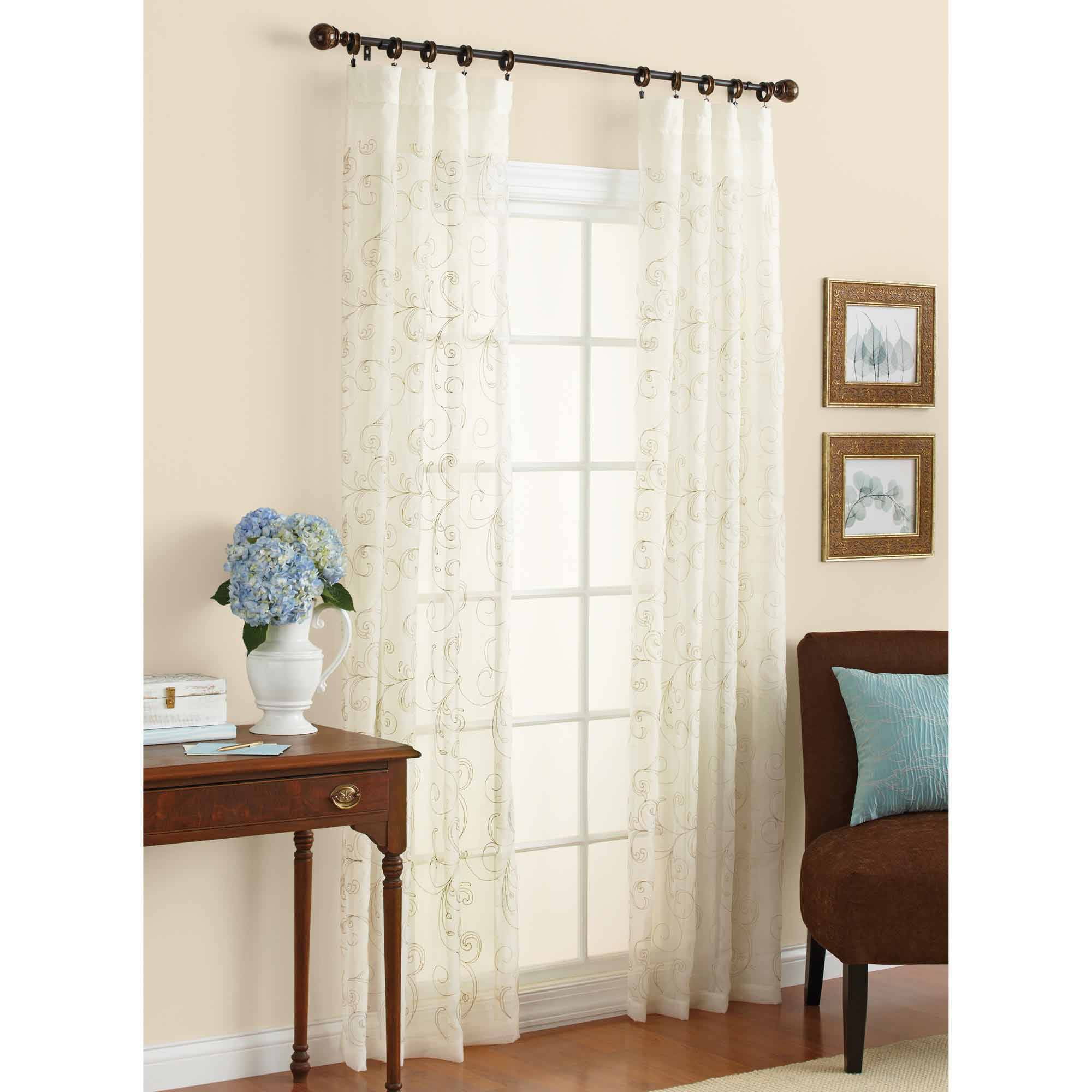 Better Homes Gardens Embroidered Sheer Curtain Panel Walmartcom Walmartcom