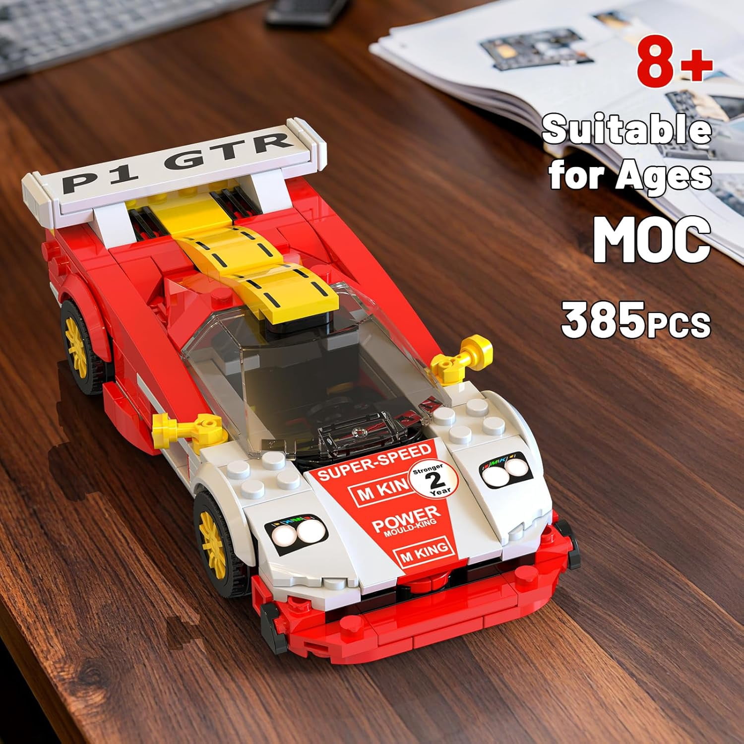 Speed Champion P80C Racing Car Building Kit with Acrylic Display Case, 27069 Collectible Model Car Kits, Building Blocks Kit Racing Toy Cars for Adult (459 PCS)