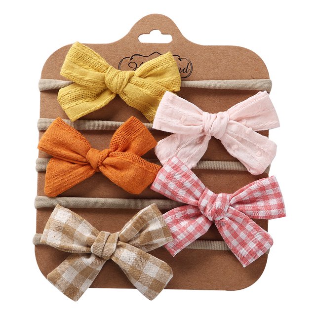 Accesorios para el cabello para niños hechos a mano DIY Diadema con lazo para el cabello Primavera y verano Juego de 5 piezas de diadema de nailon para bebé