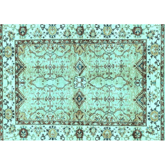 Ahgly Company Indoor Rectangle Abstract Light Blue Modern Area Rugs, 5' x 7'