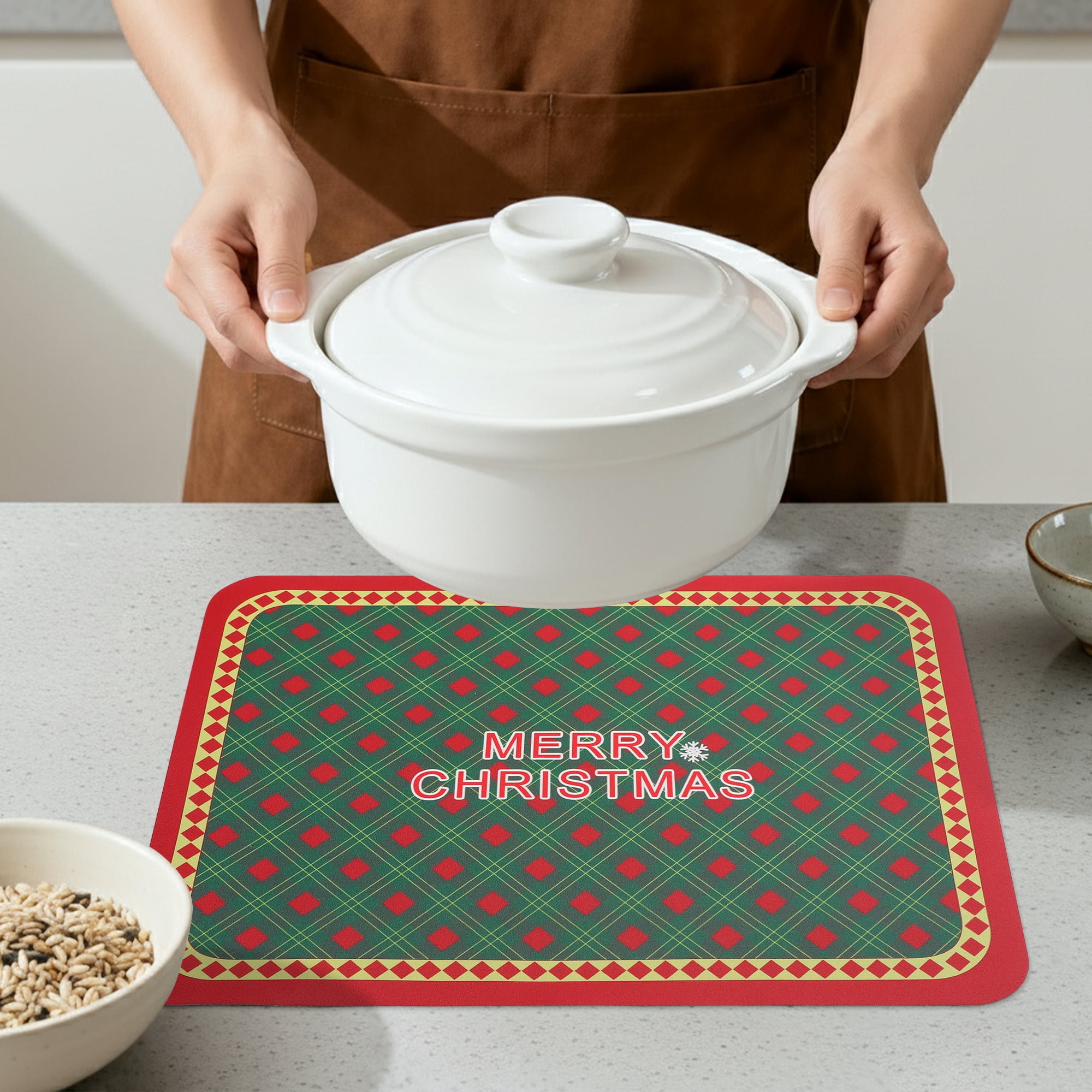 Unique Bargains Set of 6 Washable Leather Placemats Kitchen Table Mat Green