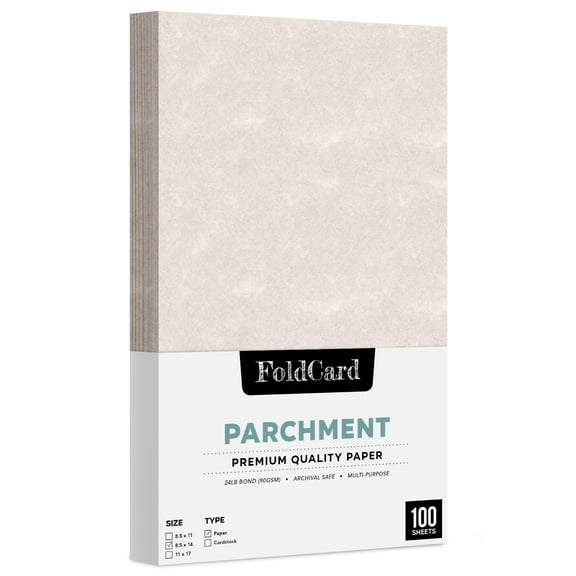 Pewter Stationery Imitation Parchment Colored Regular Paper for Writing, Printing, Copy | 24lb Bond, 60lb Text (90GSM) | 8.5 x 14" | 100 Sheets per Pack