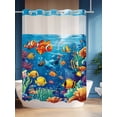 thumbnail image 4 of Ocean Marine No Hook Shower Curtain and Liner Set Life Fish Coral Seagrass Underwater Coastal Shower Curtains with Snap-in Liner & See Through Top Window Hotel Style for Bathroom Decor 72x84 Inch, 4 of 8
