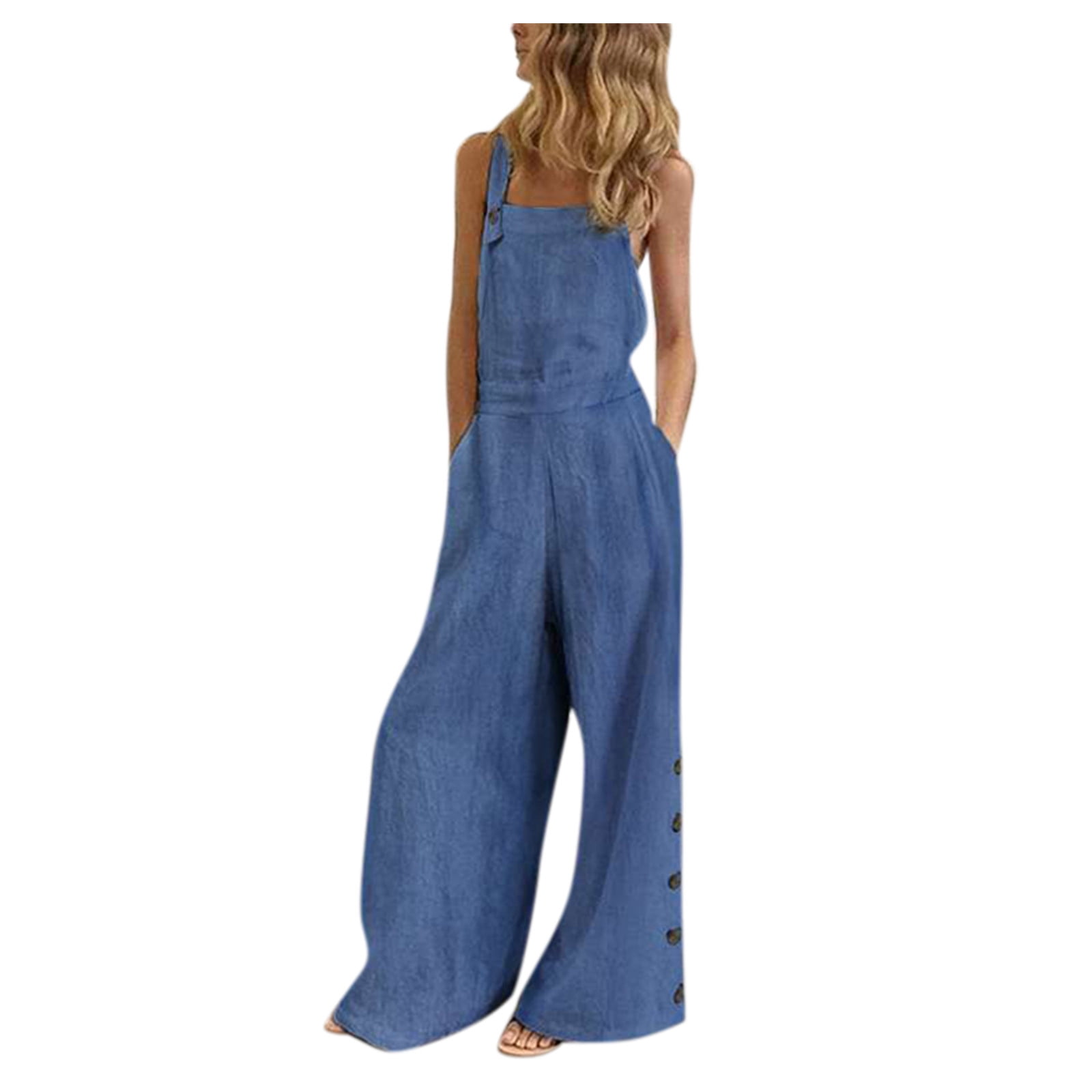 Womens Jumpsuits And Rompers Dressy Sleeveless Overalls Solid Wide Leg ...