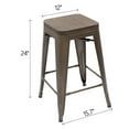 thumbnail image 7 of Lacoo 24'' Indoor Outdoor Stackable Industrial Square Wood Top Modern Metal Bar Stool, Set of 4, Gun, 7 of 7