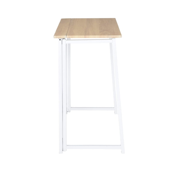 31.5 Inch Folding Laptop Desk, Light Oak Compact Writing Workstation with Removable Top Shelf, Space-Saving Foldable Study Table for Small Spaces Home Dorm