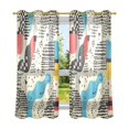 thumbnail image 6 of Yayeee Window Curtains Set of 2 for Living Room Light Filtering 63"x42", Blue Retro Print, 6 of 7