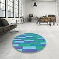 thumbnail image 4 of Ahgly Company Machine Washable Indoor Round Transitional Bright Turquoise Blue Area Rugs, 3' Round, 4 of 7