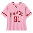 thumbnail image 3 of WOYY Girls Casual Athletic T-Shirt Los Angeles Letter Print Short Sleeve Tee, Pink, Sizes 3-16, 3 of 3