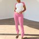 thumbnail image 2 of Camiseta Y Pantalones de Cuello Redondo de Manga Corta de Manga Larga de la Mujer, Traje de Mujer de Poliéster de Color Sólido para el Día Y la Fiesta, 2 of 9