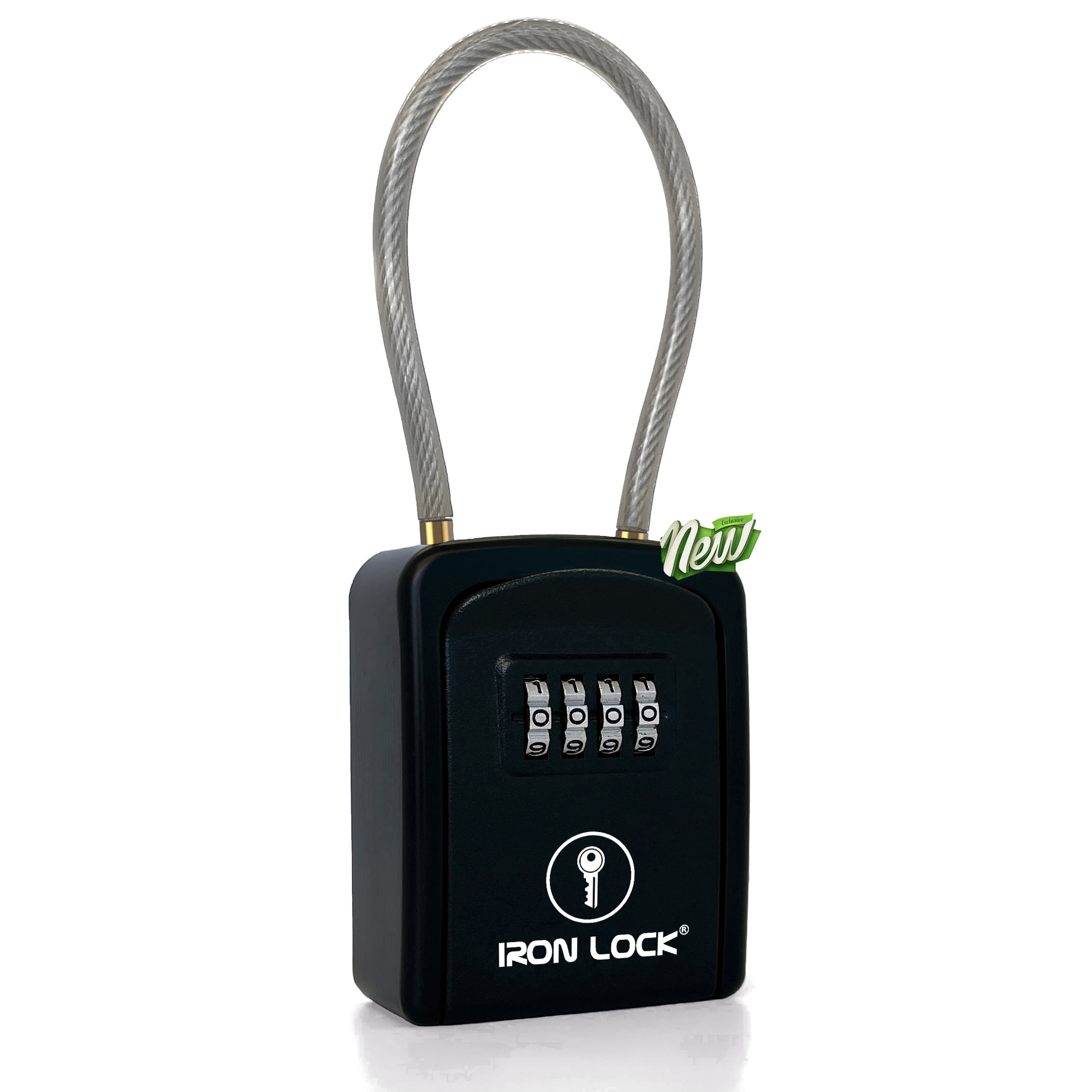 Iron Lock Small Portable Key Lock Box with Cable Shackle and 4Digit Combination Waterproof