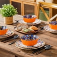 thumbnail image 5 of Malacasa 12 Pcs Dinnerware Sets, Ceramic Plates and Bowls Set, Porcelain Tableware Dishwasher Microwave Safe, Serves for 4 People, Bohemian Orange, 5 of 10
