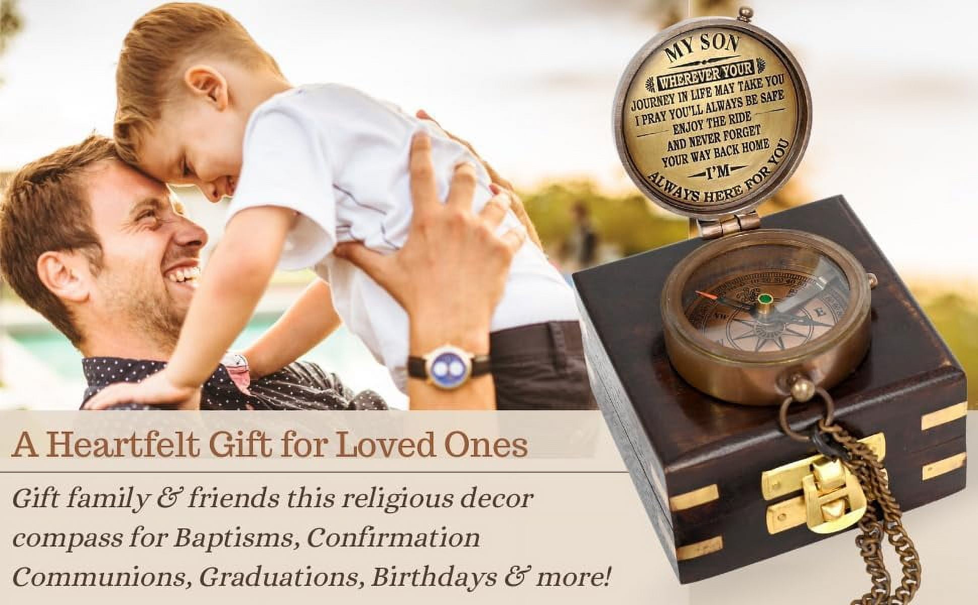 Brass Compass Engraved with Motivational Quote, Gift for Son, Grandson, Daughter, Baptism, Confirmation Communion Godson Church Graduation Day