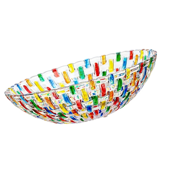 Colorful Glass Crystal Fruit Bowl Cake Candy Plate Decorative Bowl for Fruit,Snacks,Dessert Tabletop Decorations