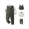 thumbnail image 2 of Hjtefg Toddler Boys Plaid Gentleman Four Piece Set Long Sleeve Shirt Pants Vest Coat and Bow Tie Outfit Formal Birthday Party Attire,Color: 2-Black Size: 5-6 Years, 2 of 3