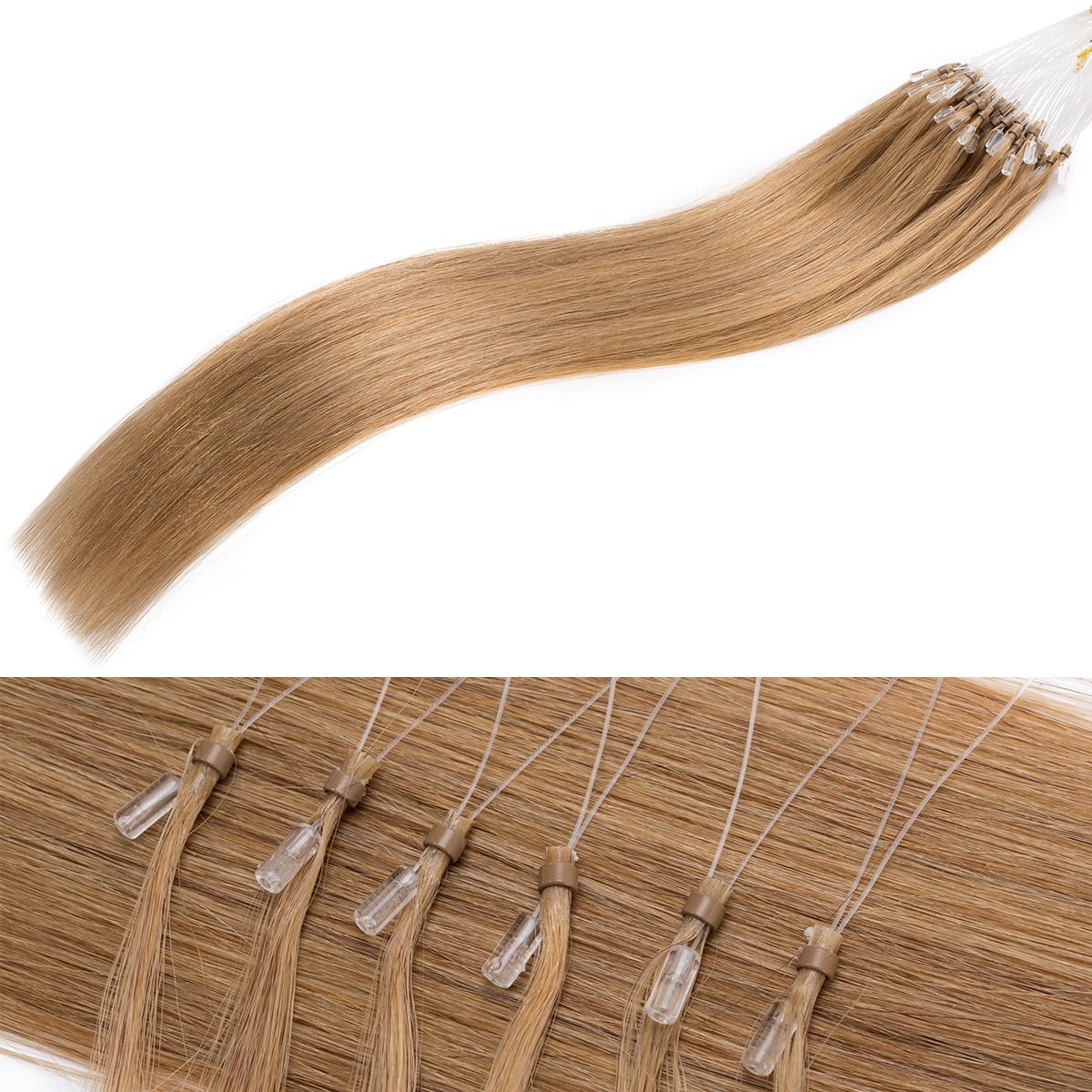 SEGO Micro Loop Thick Real Remy Human Hair Extensions Invisible Band Micro Ring Beads Hair 200 Strands Black Hair Extensions