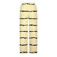 thumbnail image 4 of PWPSG Womens Elastic Waist Striped Printed Split Hem Straight Leg Pants, Smooth Texture Material with Drawstring Casual Slacks Yellow S, 4 of 5