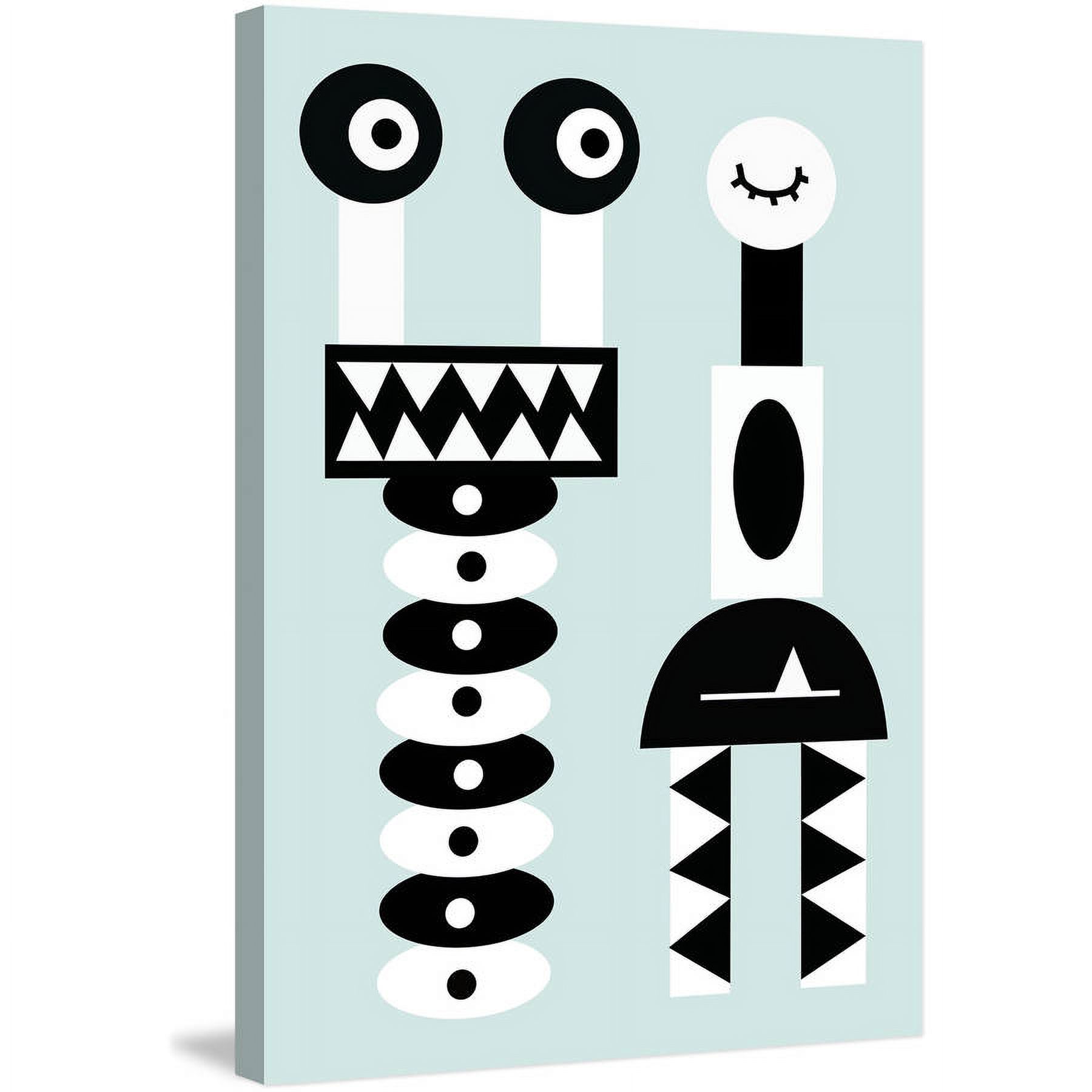 Marmont Hill "Robot Grin" by Katarina Snygg Painting Print on Wrapped Canvas