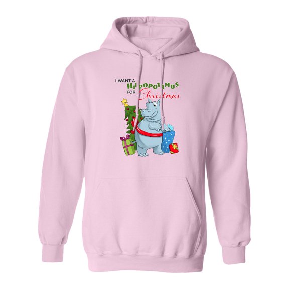 Inktastic I Want a Hippopotamus for Christmas Adult Hoodie Sweatshirt