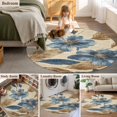 thumbnail image 5 of Round Rugs 3Ft, Navy Blue Brown Floral Round Area Rug Washable Indoor Throw Carpet, Tropical Palm Leaves Vintage Small Non Slip Circle Rug for Bedroom Living Room Home Decor Aesthetic, 5 of 8