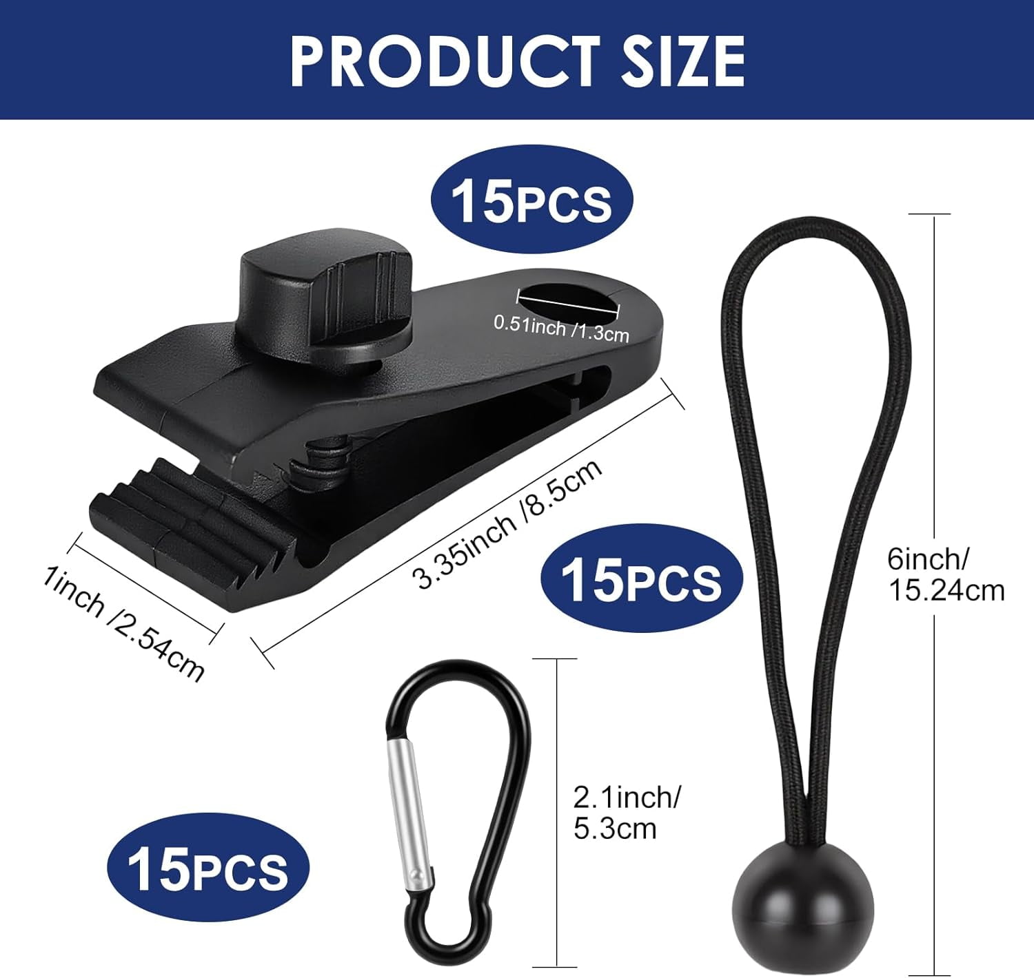 45pcs Tarp Clips, Tarp Clips Heavy Duty, Tie Downs, Heavy Duty Lock Grip, Fasteners, Tent Clips Accessories,Clamps, Bungee Cords with Clips,Suitable for Camping Tents and Swimming Pool Cove