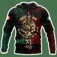 thumbnail image 3 of Sudadera con capucha con estampado 3D de la bandera de México y emblema nacional para hombre, sudadera de manga larga con estampado mexicano azteca, ropa de calle, 3 of 5