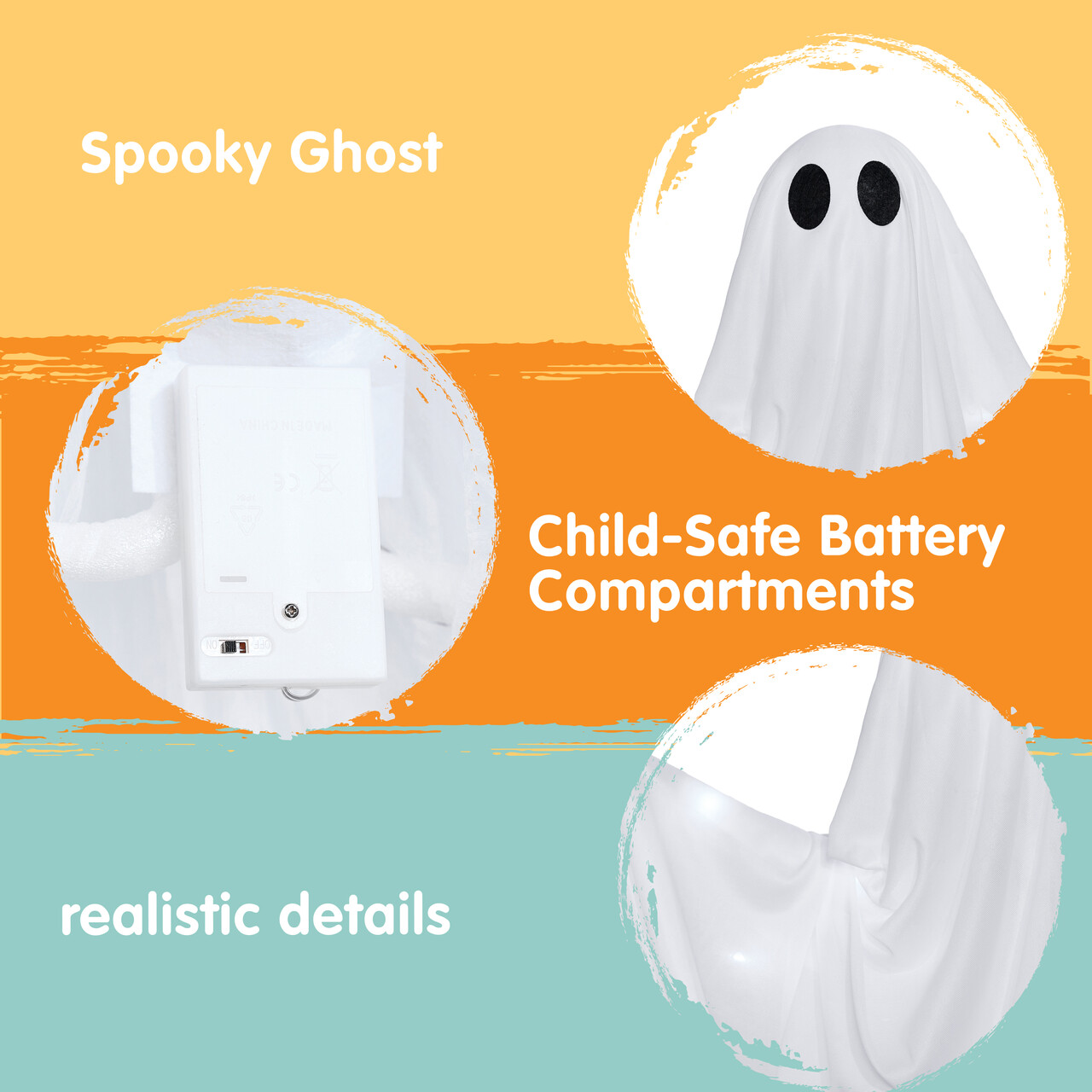 Joyfy Hanging Light-Up Ghost Decoration, White, 47 In photo 6