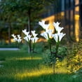 thumbnail image 5 of Djunllk 2 Pcs Solar Lights Outdoor - Beautiful Lifelike Lilies Artificial Flowers, Auto On/Off Waterproof Versatile Reusable Night Light for Outside, Mother's Day Gifts, 5 of 6
