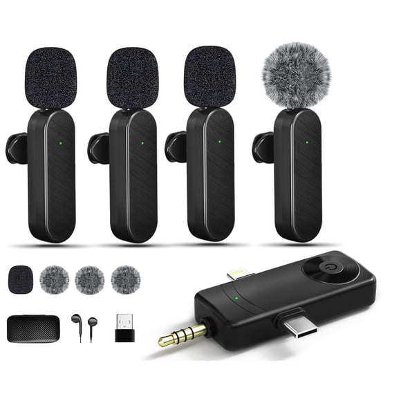 Gicorino Wireless Lavalier Microphones Compatible for iPhone, Android Phone, Camera, Computer, Professional Wireless Mini Microphone for Video Record