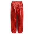 thumbnail image 3 of Aislor Girls Shiny Metallic Dance Pants Festival Party Pants Disco Loose Harem Trousers Red 14-15, 3 of 7